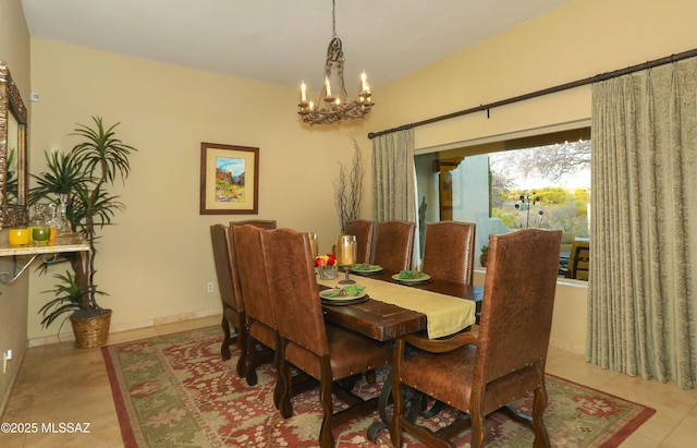 9971 N Desert Sky Rd, Oro Valley, AZ 85737 - dining area with a chandelier, tile patterned floors, and baseboards