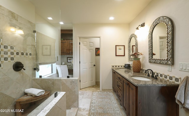 9971 N Desert Sky Rd, Oro Valley, AZ 85737 - full bath with walk in shower, double vanity, and recessed lighting