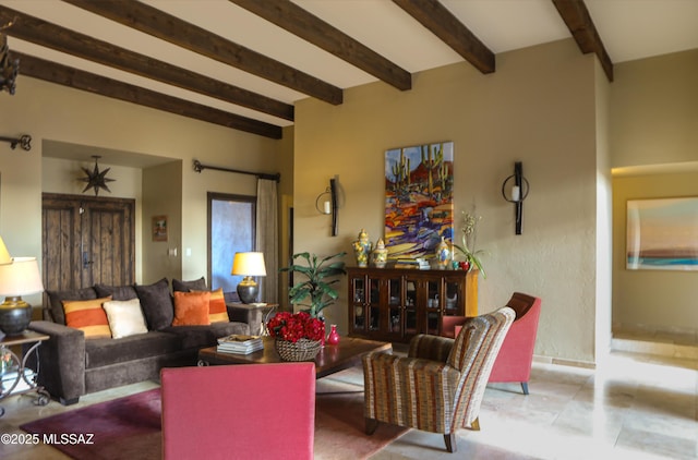 9971 N Desert Sky Rd, Oro Valley, AZ 85737 - living room with beamed ceiling