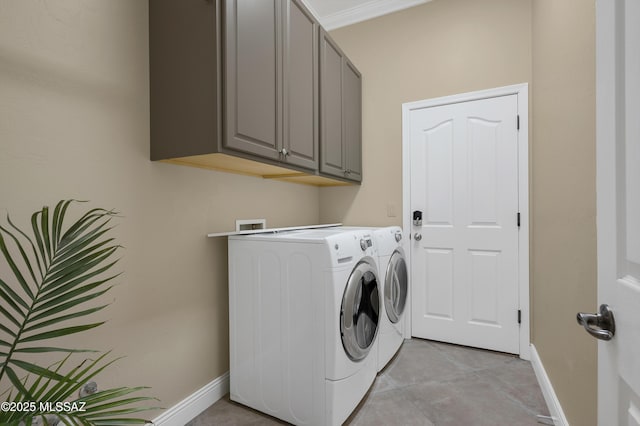 1808 W Quartz Rock Pl, Tucson, AZ 85737 - laundry area with cabinet space, baseboards, and washer and dryer