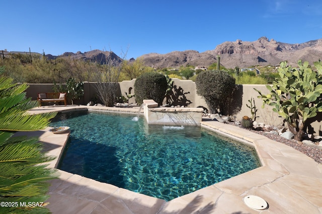 7020 N Chaparral Ave, Tucson, AZ 85718 - view of pool featuring a mountain view and a fenced backyard