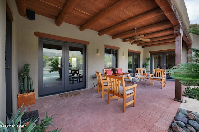 7020 N Chaparral Ave, Tucson, AZ 85718 - view of patio with french doors and a ceiling fan