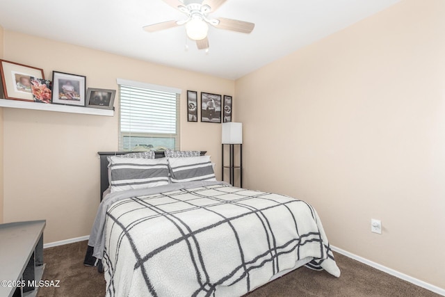 14247 E Axle Dr, Vail, AZ 85641 - bedroom with dark carpet, baseboards, and a ceiling fan