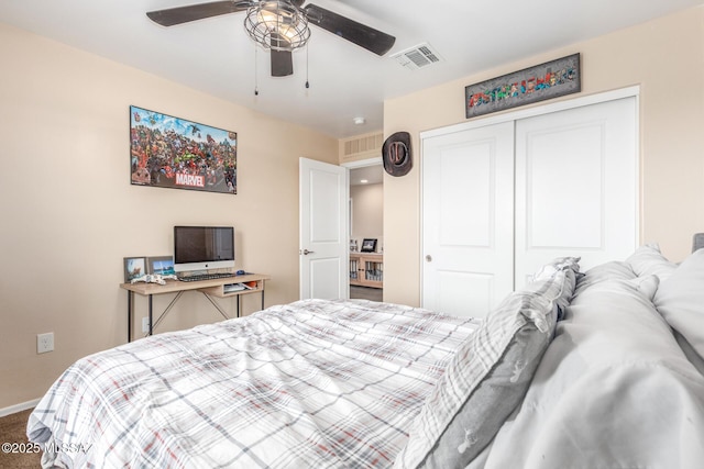 14247 E Axle Dr, Vail, AZ 85641 - bedroom featuring a closet, ceiling fan, carpet floors, and baseboards