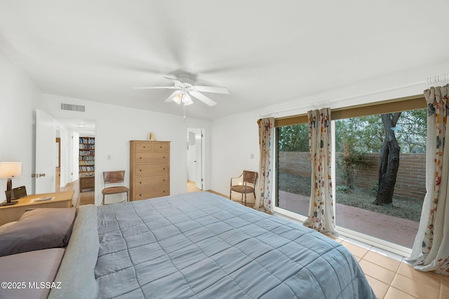 4921 E Camino De Los Olivos, Tucson, AZ 85718 - tiled bedroom featuring access to outside and a ceiling fan
