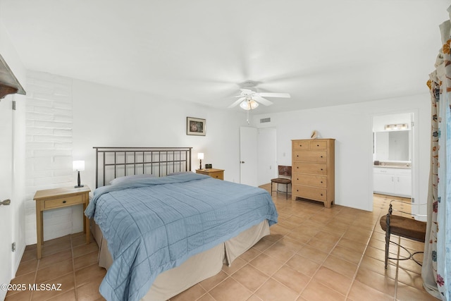 4921 E Camino De Los Olivos, Tucson, AZ 85718 - bedroom with light tile patterned floors and ceiling fan