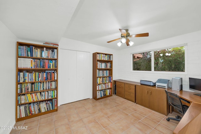 4921 E Camino De Los Olivos, Tucson, AZ 85718 - office area with ceiling fan and light tile patterned flooring