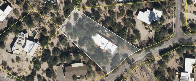 4921 E Camino De Los Olivos, Tucson, AZ 85718 - aerial overview of property's location featuring property parcel outlined