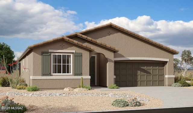 7978 S Borealis Way, Tucson, AZ 85747 - mediterranean / spanish-style house featuring a garage, driveway, and stucco siding