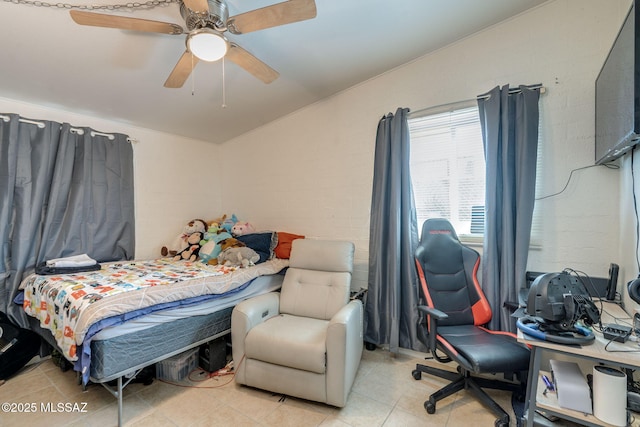 615 W 6th Ave, San Manuel, AZ 85631 - bedroom featuring light tile patterned floors and a ceiling fan