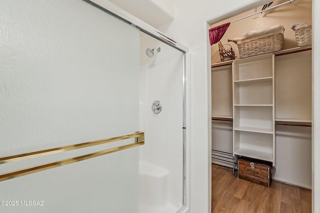 4043 S Golden Lynx Rd, Green Valley, AZ 85614 - full bathroom with a stall shower and wood finished floors