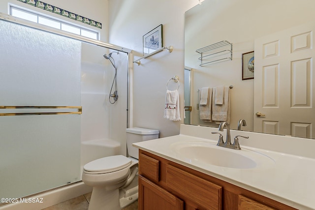4043 S Golden Lynx Rd, Green Valley, AZ 85614 - full bath with a stall shower, tile patterned flooring, toilet, and vanity