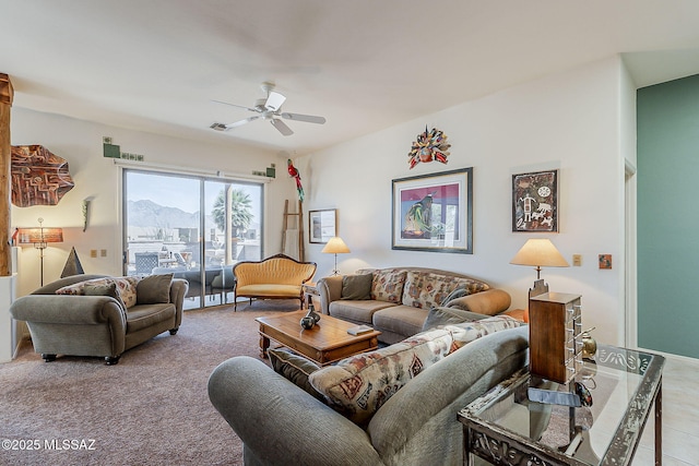 4043 S Golden Lynx Rd, Green Valley, AZ 85614 - living area with a ceiling fan and light carpet