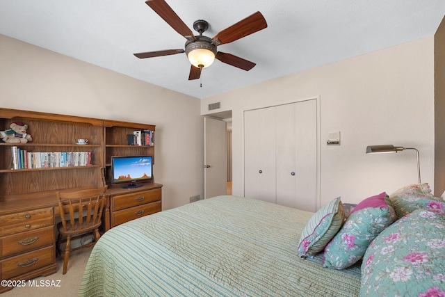 571 N Tanque Verde Loop Rd, Tucson, AZ 85748 - carpeted bedroom with a closet, a desk, and a ceiling fan