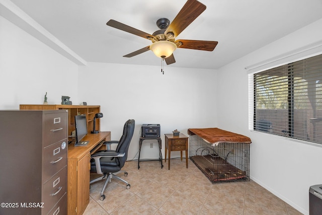 571 N Tanque Verde Loop Rd, Tucson, AZ 85748 - office area with a ceiling fan and tile patterned floors