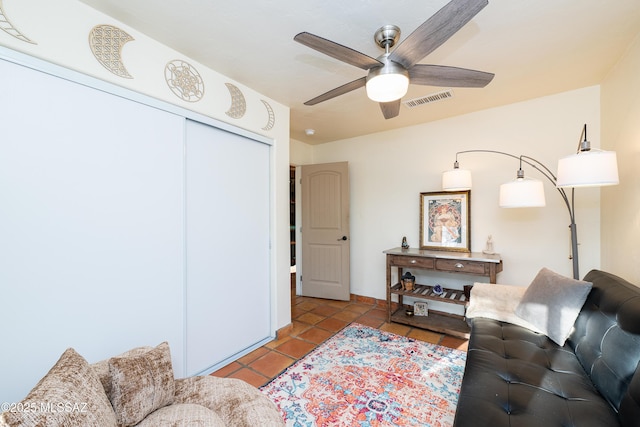 2120 N Fair Oaks Ave, Tucson, AZ 85712 - living area with tile patterned flooring and ceiling fan