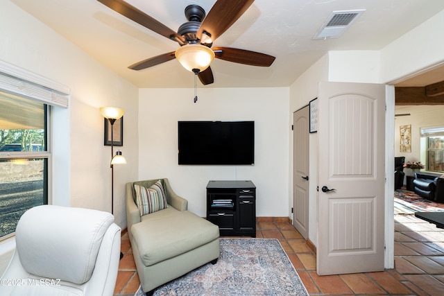 2120 N Fair Oaks Ave, Tucson, AZ 85712 - living area with a ceiling fan