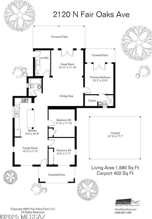 2120 N Fair Oaks Ave, Tucson, AZ 85712 - floor plan / room layout