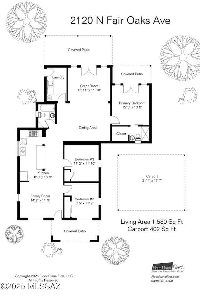 2120 N Fair Oaks Ave, Tucson, AZ 85712 - floor plan / room layout