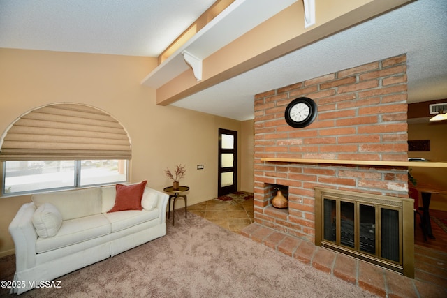 980 W Camino Sagasta, Green Valley, AZ 85622 - carpeted living room with healthy amount of natural light and a brick fireplace