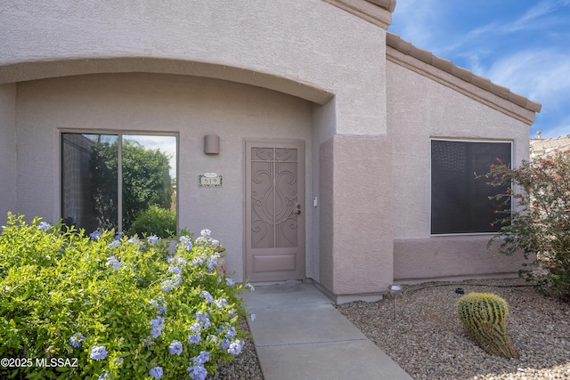 519 W Silvertip Rd, Tucson, AZ 85737 - doorway to property featuring stucco siding