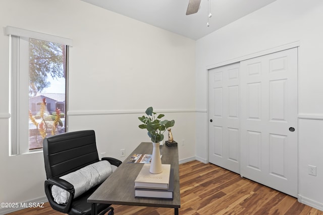 472 W Calle Sedillo, Sahuarita, AZ 85629 - office with ceiling fan and wood finished floors