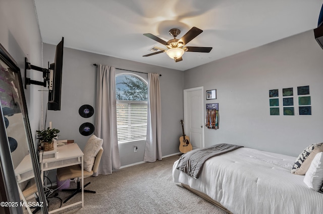 10676 S Miramar Canyon Pass, Vail, AZ 85641 - bedroom featuring carpet, baseboards, a ceiling fan, and a desk