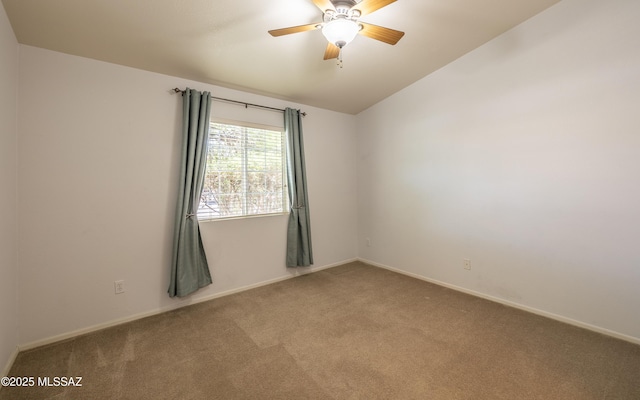 9664 E Paseo, San Rosendo, Tucson, AZ 85747 - carpeted empty room featuring a ceiling fan, baseboards, and lofted ceiling