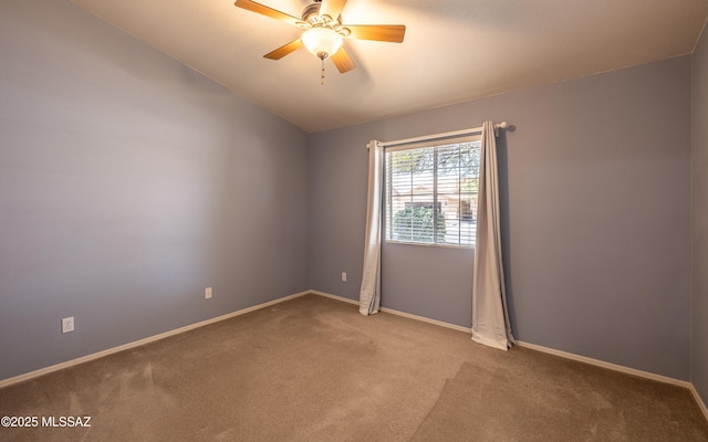 9664 E Paseo, San Rosendo, Tucson, AZ 85747 - unfurnished room featuring carpet, a ceiling fan, baseboards, and lofted ceiling