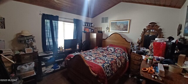 4081 N Hidden Cove Pl, Tucson, AZ 85749 - bedroom featuring lofted ceiling and wood ceiling