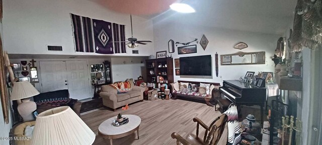 4081 N Hidden Cove Pl, Tucson, AZ 85749 - living room with ceiling fan and wood finished floors