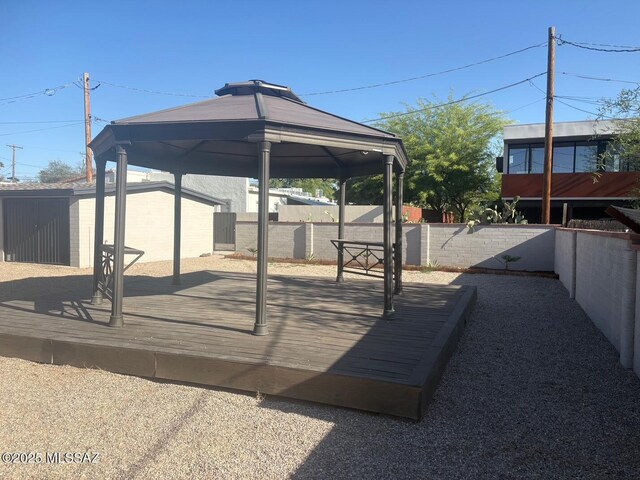 2610 E Elm St, Tucson, AZ 85716 - fenced backyard featuring a gazebo and a wooden deck