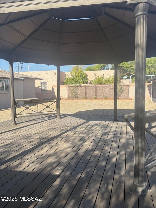 2610 E Elm St, Tucson, AZ 85716 - wooden deck featuring a gazebo and a fenced backyard