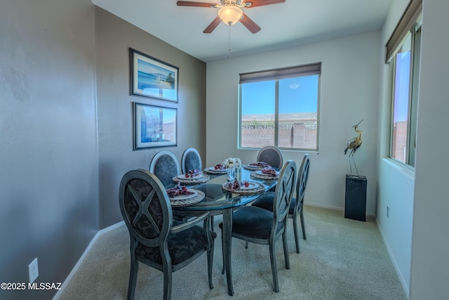 1104 W Pastora Peak Dr, Green Valley, AZ 85614 - carpeted dining room with baseboards and ceiling fan