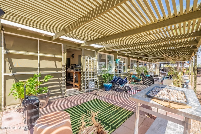 2621 W Rapallo Way, Tucson, AZ 85741 - view of patio / terrace featuring an outdoor fire pit and a pergola