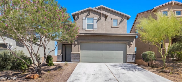14259 E Yellow Sage Ln, Vail, AZ 85641 - traditional home with driveway, an attached garage, stucco siding, and a tile roof