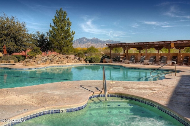 110 Post Way, Tubac, AZ 85646 - community pool with a mountain view, a patio, and a hot tub