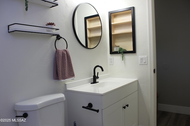 7747 S Lions Spring Way, Tucson, AZ 85747 - bathroom with vanity, toilet, and wood finished floors