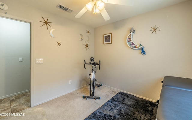 13570 E Hampden Green Way, Vail, AZ 85641 - workout area featuring ceiling fan, carpet, and baseboards