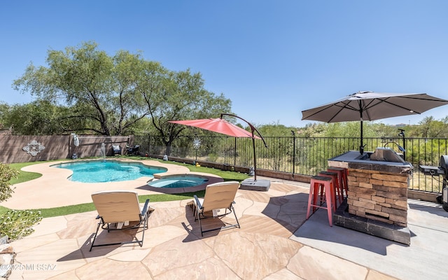 13570 E Hampden Green Way, Vail, AZ 85641 - view of swimming pool with a fenced backyard, a patio, and a pool with connected hot tub