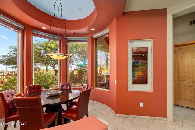 545 E Thunderstorm Pl, Oro Valley, AZ 85755 - dining area with light tile patterned flooring and recessed lighting