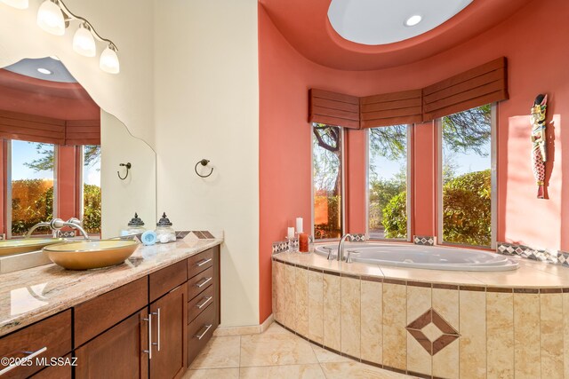 545 E Thunderstorm Pl, Oro Valley, AZ 85755 - bathroom with vanity and a garden tub