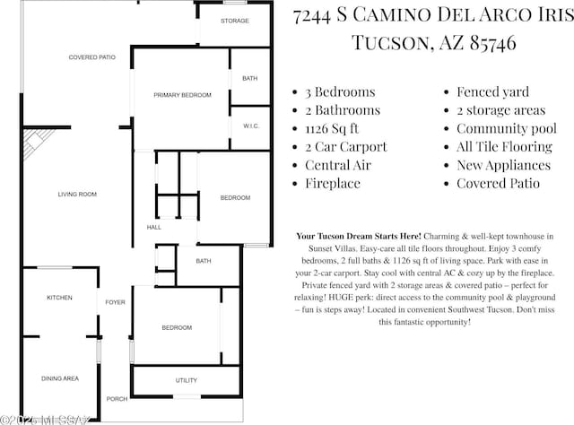 7244 S Camino Del Arco Iris, Tucson, AZ 85746 - property floor plan