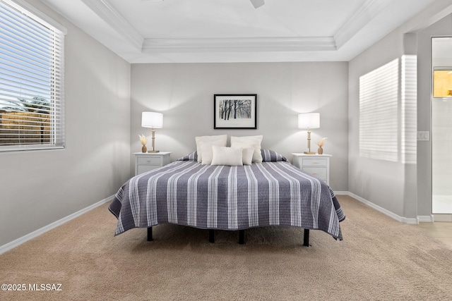 7106 W Foothills Acacia Pl, Marana, AZ 85658 - bedroom with ornamental molding, carpet, a raised ceiling, and baseboards
