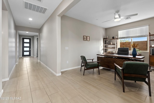 7106 W Foothills Acacia Pl, Marana, AZ 85658 - office with a ceiling fan and baseboards