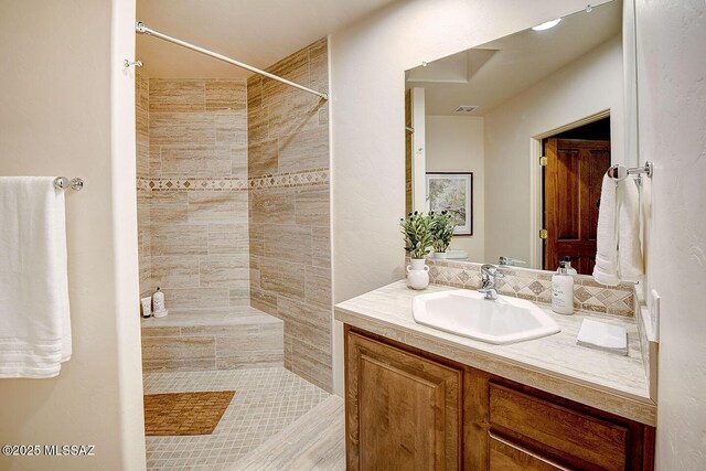 5269 N Pontatoc Rd, Tucson, AZ 85718 - full bathroom featuring tiled shower and vanity