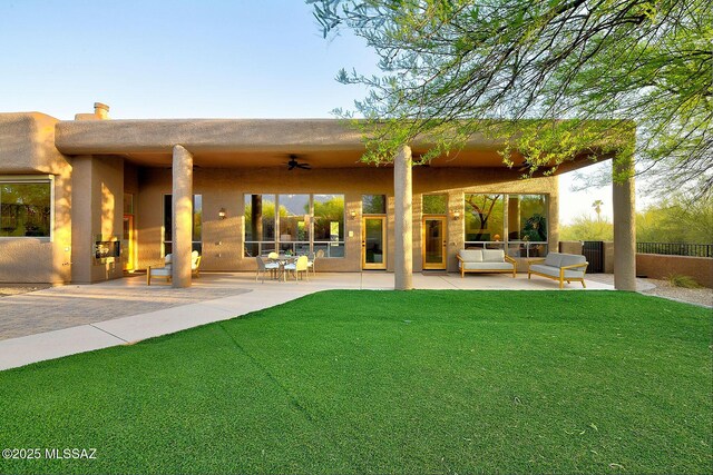 5269 N Pontatoc Rd, Tucson, AZ 85718 - back of house featuring ceiling fan and a patio area