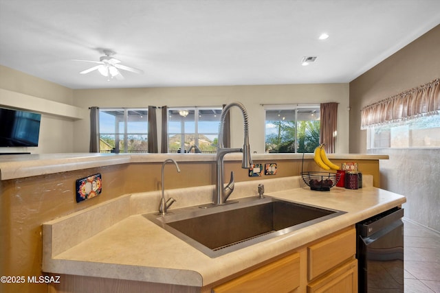 182 N Desert Park Pl, Tucson, AZ 85745 - kitchen featuring a sink, dishwasher, plenty of natural light, tile patterned flooring, and recessed lighting
