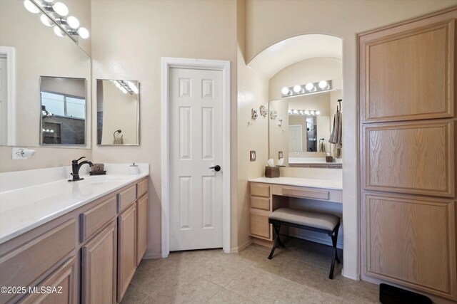 182 N Desert Park Pl, Tucson, AZ 85745 - bathroom with vanity, tile patterned flooring, and baseboards
