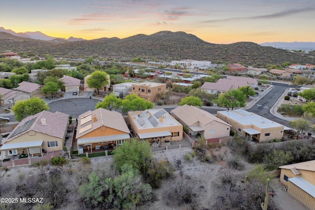 182 N Desert Park Pl, Tucson, AZ 85745 - aerial view at dusk of a residential view and a mountain view